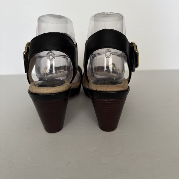 Bella-Vita Wedge Heels Jinny Black Gold Metal Buckles Neutral Gothic Size 8 Wide